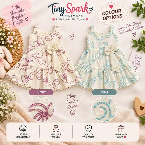 Ivory Floral Bow – Ruffle Dress