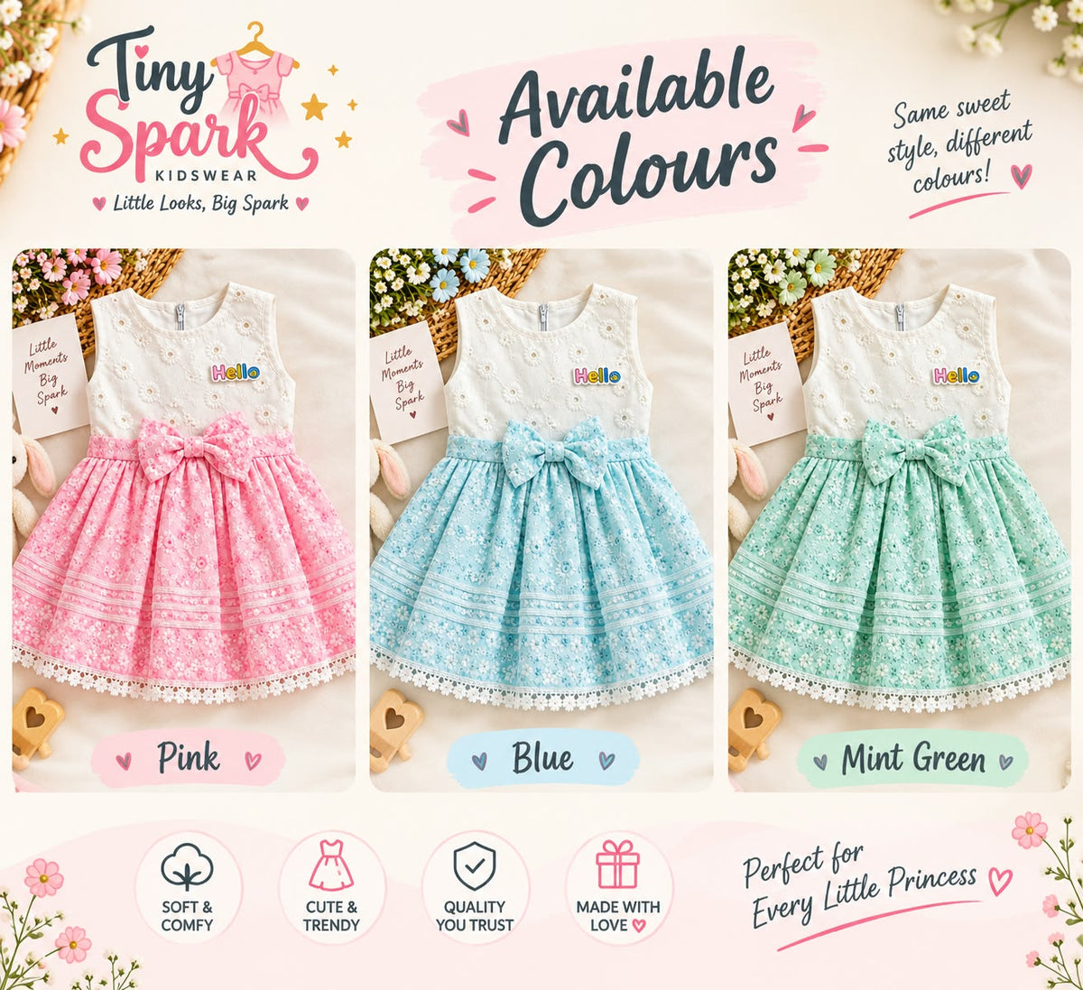 Pink Floral Bow – Party Dress