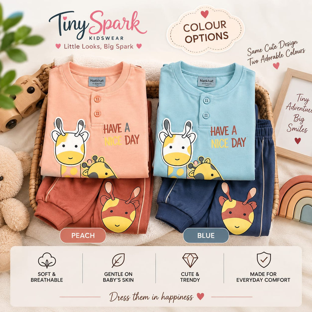 Peach Giraffe – Baby Co-ord Set
