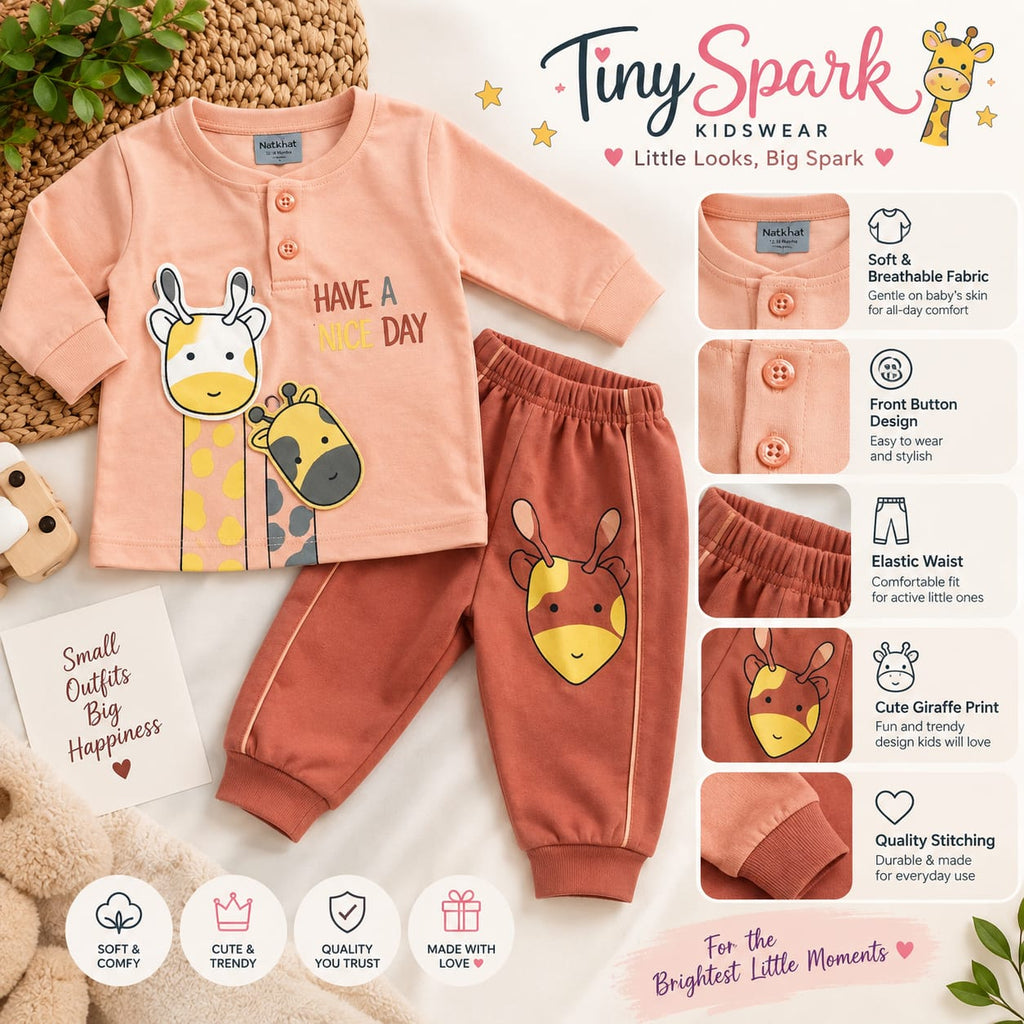 Peach Giraffe – Baby Co-ord Set